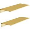 HNVNER Mensole da Muro in Oro Spazzolato, Metallo Mensola da Muro set di 2 Mensola Doccia, Scaffale Decorativi a Parete per Salotto, Cameretta, Bagno, Cucina, Ufficio (30 x 12.5 CM)