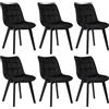 EUGAD 6X Sedie Moderne da Sala Pranzo Poltroncina da Cucina Poltrona in Velluto Senza Braccioli Gambe in Legno Nero 0656BY-6