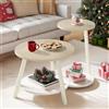 YITAHOME Set di 2 Tavolini da Salotto, Tavolini Gigognes con Tavolino Ausiliario a Forma di C, Tavolino da Divano con Spazio Contenitore per Soggiorno, Camera da Letto, Quercia Bianca