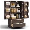 Blishom Credenza Armadio Sideboard Cucina con 2 Doppie Porte e 2 Cassetti, con Ripiani Regolabili, per Soggiorno Sala da Pranzo,120x40x60 cm,Marrone Scuro Nero