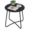 eSituro Tavolo da Giardino, Tavolino da Divano, Tavolino Salotto Rotondo, Tavolino da Balcone, per Interni ed Esterni, Terrazzo, Soggiorno, in Metallo, Nero, Ø48xH45 cm