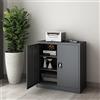 [en.casa] Armadietto da Ufficio (LxPxA): 90 x 40 x 90 cm Ante con Chiusura a Chiave, Mobile in Acciaio per Archivio con 2 Ripiani - Grigio Scuro