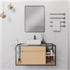 ZIK - Mobile Bagno con Lavabo e Specchio Moderno, Lavandino Bagno con Mobiletto in Legno e Ceramica, Mobile Sospeso con Finiture Eleganti e Cassetto e Vano Salvaspazio (Rovere)