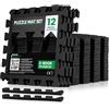 unycos - Tappeto Palestra Puzzle EVA 12 Pezzi, Tappetini Fitness 30x30x1 cm Antiscivolo e Ammortizzanti, Pavimento Protettivo Modulare per Home Gym, Yoga e Pilates (Nero)