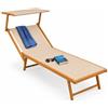 BAKAJI Lettino Prendisole Pieghevole da mare Stabilimento Spiaggia Professionale Struttura in Alluminio 180 x 60 x40/90 cm Sdraio Mare Spiaggia Piscina con tettuccio Parasole (Effetto Legno Beige)