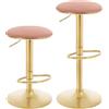 WOLTU Sgabelli da Cucina Set di 2 Girevoli a 360°, Sgabelli Bar Regolabili in Altezza da 60 a 80,5 cm, con Seduta in Velluto per Sala da Pranzo, Soggiorno, Bar, Rosa, BH302rs-2