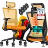 KESSER® Sedia da ufficio ergonomica con braccioli regolabili | Sedia girevole con supporto lombare per la schiena, sedia da scrivania con poggiatesta | funzione di inclinazione fino a 125° con 5 ruote