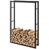 [en.casa] Portalegna (LxPxA) 100 x 25 x 150 cm Deposito per Legna da Ardere Supporto Tronchi Scaffale in Acciaio da Legnaia - Nero