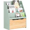 SoBuy Libreria montessoriana per bambini Scaffale portagiochi con contenitore Portariviste Verde 62x30x80cm KMB95-GR
