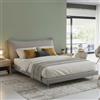 Talamo Italia - Letto matrimoniale Anika, Letto fisso con rivestimento e testata in tessuto, 100% Made in Italy, adatto per materasso Cm 160x190, Grigio