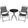 WOLTU Set di Mobili da Esterno 3 Pezzi, Tavolo con 2 Sedie Pieghevoli, Struttura in Metallo, Resistente alle Intemperie, per Giardino, Terrazza e Balcone, Nero