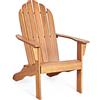 GIANTEX Sedia Adirondack da Giardino, Poltrona in Legno, Pausa da Esterno, Schienale a 6 Righe, Ideale per Estate, Portata di 160kg, 69x88x103cm, Grigio/Naturale/Bianco (naturale)