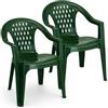 PALUPLUS Set 2 Sedie da Giardino in Polipropilene di colore VERDE, misura 57x61,5x79 cm, Sedia Impilabile, Schienale Basso con Rombi e Braccioli per Esterno ed Interno, Made in Italy -TRES102F -8