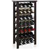 SMIBUY Portabottiglie in bambù, Portabottiglie da 28 Bottiglie con Piano da Tavolo, Ripiani Portaoggetti Autoportanti a 7 Livelli per Cucina, Dispensa, Cantina, Bar (Nero)