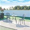 casa.pro Set Bistrot da Giardino Tavolo con Piano Rotondo e 2 Sedie con Schienale in Alluminio Pressofuso con Motivo Floreale per Terrazzo Balcone Caffetteria - Grigio Scuro con Patina Verde