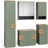 Vicco Set di mobili da bagno Eden, Verde, 73 cm, composto da mobile sottolavabo, specchiera, colonna, base media e pensile