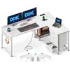 ODK Scrivania Angolare con Cassetti, 135×100 cmScrivania ad Angolo Reversibile con Prese di Corrente e Porta USB, Scrivania Salvaspazio a L con Spazio di Archiviazione per Ufficio, Bianco