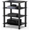 FITUEYES Supporto HIFI a 4 Livelli con Vetro Temprato Nero, Rack HiFi Altezza Regolabile e Piedini Livellatori, Mobile Giradischi 60 × 46 × 77 cm, Carico 40 kg, per Amplificatore/Giradischi