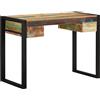 vidaXL Legno Massello Scrivania Vintage 2 Cassetti Porta PC Tavolo Ufficio