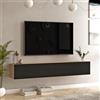 [en.casa] Mobile TV da Parete Armadio a Muro con Ante a Ribalta Consolle Pensile Stand Multimediale Larghezza 180 cm - Effetto Rovere/Nero