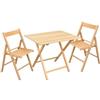 PALUPLUS Set Tavolo Pieghevole con 2 Sedie in Legno di Faggio color Naturale, Misura Tavolino 80x60x72 cm, Sedie Richiudibili con comoda seduta, Arredo per Terrazzo, Esterno -269C/696C-17