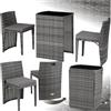 tectake® Set in Rattan Bistrot Amburgo, Comodi Cuscini Idrorepellenti, Telaio Robusto in Alluminio, Set Bistrot Ideale per Esterni, Design Elegante, Pronto all'Uso - grigio