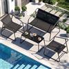 LIFERUN Set Salotto da Giardino 4 Pezzi, Mobili da Balcone in Tessuto Texteline con Divano 2 Posti, 2 PCS Poltrone e Tavolino, Resistente alle Intemperie, Ideale per Balcone Terrazza Giardino, Nero