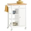 SoBuy Carrello cucina con cassetti Credenza cucina con ruote moderno Mobiletto cucina salvaspazio piano lavoro in legno L68*P40*A86 cm bianco FKW46-WN