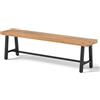 RELAX4LIFE Panchina da Esterno, Panchina da Giardino in Legno di Acacia, Senza Schienale, Sedile Traspirante a Doghe, Gambe in Metallo Robusto, 2-3 Posti per Terrazzo/Patio, Max 360kg (1, 160x32x45cm)