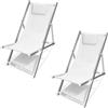 ZIK Set 2 Sedia Sdraio Pieghevole da Giardino Esterno, Cuscino Rimovibile, Schienale Regolabile, Poltrona Relax Reclinabile, Alluminio e Textilene per Piscina Spiaggia (Bianco)