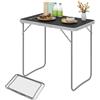 eSituro Tavolo Campeggio, Tavolino Pieghevole da Giardino, Tavolo da Balcone, con Maniglia in Gomma, Tavolo Picnic 80x50x70 cm, in Alluminio e MDF, Carico 20 kg, Nero