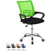 PALUPLUS Sedia da Ufficio Smart in Tessuto a Rete Traspirante, Misura 53x51x97 cm, Poltrona da Scrivania Girevole 360° con Ruote, Base in Acciaio e Altezza Regolabile, Portata 100Kg -10 (Verde)