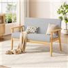 Dripex Divano a 2 posti, piccolo divano con cornice in legno, divano lounge da 2 pezzi, moderno e scandinavo, divano doppio in velluto Teddy, per soggiorno, camera da letto, ufficio,Grigio Chiaro