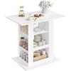 WOLTU Tavolo da Bar con Vano Portaoggetti, Tavolo da Bistrot con 2 Portabicchieri, Bancone Bar per Bar Cucina Soggiorno, 105x94x68 cm, Bianco
