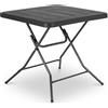 LIFERUN Tavolo da Giardino 80 x 80 x 74 cm, Tavolo Pieghevole Portatile, Tavolo da Campeggio in HDPE, Piano Effetto Legno, con Telaio in Acciaio, Carico Massimo 50 kg, per Giardino, Terrazza e Balcone