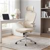 Ya-Home Sedia da Ufficio, Sedie Scrivania, Poltrona da Ergonomica con Poggiatesta 4D, Supporto Lombare, Braccioli Regolabili e Seduta in Rete Traspirante, Beige