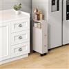 [en.casa] Mobile da Bagno Stretto a Rotelle con 2 Cassetti e Scomparto Aperto Armadietto Estraibile Multiuso per Cucina Lavanderia Ufficio 66 x 15 x 33 cm - Avena Oatmeal