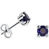 Miore Orecchini Donna Piccoli a Lobo Solitario Zaffiro Blu Oro Bianco 9 Kt / 375