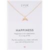 LUUK LIFESTYLE Collana con ciondolo pinna di balena e acciaio inossidabile (50cm), con carta HAPPINESS, gioielli elegante, portafortuna, idea regali donna, lei, compleanno, mare, oro rosa