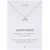 LUUK LIFESTYLE Collana con ciondolo pinna di balena e acciaio inossidabile (50cm), con carta HAPPINESS, gioielli moderno, portafortuna, idea regali donna, lei, compleanno, mare, argento