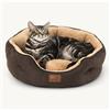 Bedsure Letto per Cani Piccoli Lavabile - Letti Grandi per Gatti da Interno e Cuccioli, Letto Rotondo per Cani di Media Taglia con Fondo Antiscivolo,marrone