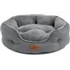 Bedsure Letto per Cani Piccoli Lavabile - Letti Grandi per Gatti da Interno e Cuccioli, Letto Rotondo per Cani di Media Taglia con Fondo Antiscivolo, grigio, 51 x 48 x 15cm
