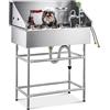 CO-Z 86 cm Vasca da Bagno per Cani Extra Elevata Altezza 120 cm, Vasca Toelettatura Professionale per Animali Domestici con Spruzzatore, Doccia per Toelettatura in Acciaio Inossidabile capacità 80 kg