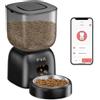 PUPPY KITTY Distributore Automatico Cibo Gatti, 2.4G WiFi Dispenser Cibo Gatti Collegare APP con 10S Registrazion, Ciotola in Acciaio Inossidabile 304, 1-10 Pasti al Giorno, 3L