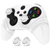 PlayVital Cover Controller per Xbox Series X/S Joystick, Custodia Skin Silicone Grip Antiscivolo & Copri Levette Analogiche & Adesivi per Xbox Core Wireless Controller, Runes, Bianco