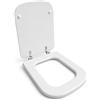 Topolenashop Sedile Copriwater Universale Quadrato in MDF Bianco - Sedile WC Rettangolare con Cerniere in Acciaio, Tavoletta WC con Kit di Montaggio Incluso, 44,5x33,5 cm | 52735