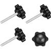 QUARKZMAN 4pz Manopola a Vite di Serraggio Plastica Maniglia Vite 25mm Dia | M4 x 30mm Manopola Stella a Forma Esagonale Impugnature, per Base Ombrellone Mobili Meccanici, Serraggio Manuale