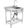 TONFEION Lavello in acciaio inox, 80 x 55 x 84 cm, autoportante, portata 100 kg, per ristoranti, cucine, lavanderia (lavello destro)
