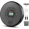 Kuephom Lettore CD portatile, Discman ricaricabile, lettore CD Walkman con altoparlante, lettore CD portatile con cuffie, CD-R, lettore MP3 USB, anti salto CD per auto, adatto per uso personale o multiutente,