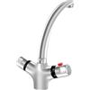 LOIRIIC Rubinetto per lavabo, miscelatore termostatico, in acciaio inox, per bagno e cucina, con doppia maniglia, girevole a 360°,